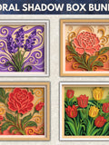 3D Floral Shadow box Bundle - Rose Lavender Peony Tulip Layered SVG files for Cricut Projects, Silhouette & Laser Cut sympathy flower