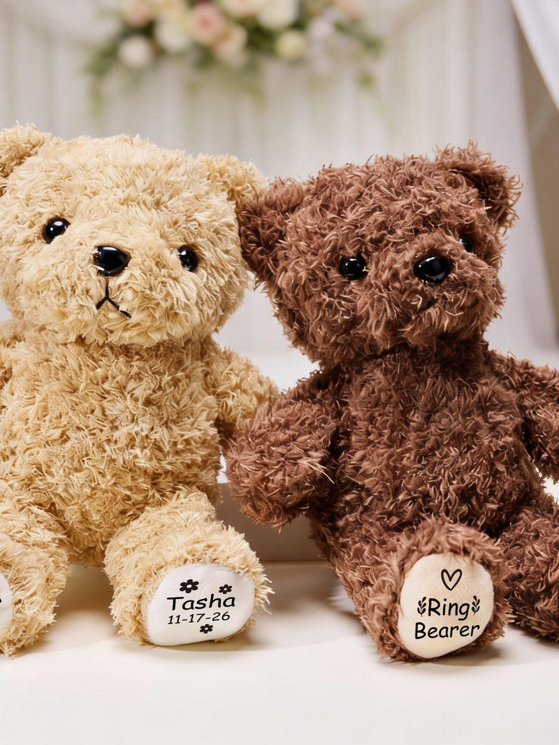 Personalized Flower Girl Teddy Bear Ring Bearer Teddy Bear Soft Plush Toy Flower Girl Proposal Page Boy Gift Wedding Party Gifts ANNIVERSARY