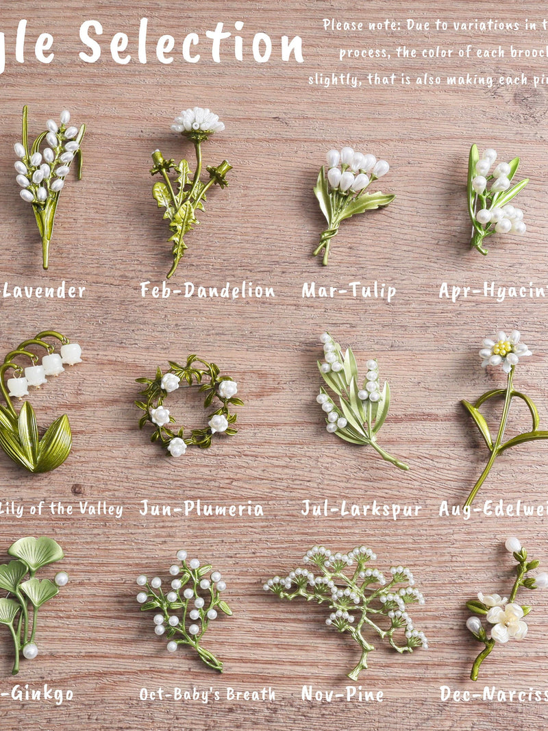 Personalized Birth Month Flower Brooch, Vintage Enamel Pin sympathy flower
