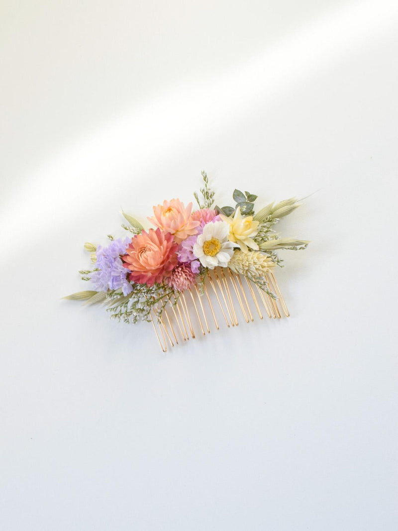 Wildflower Meadow Dried Flower Hair Comb: Wedding/Bridal Accessories wedding flower