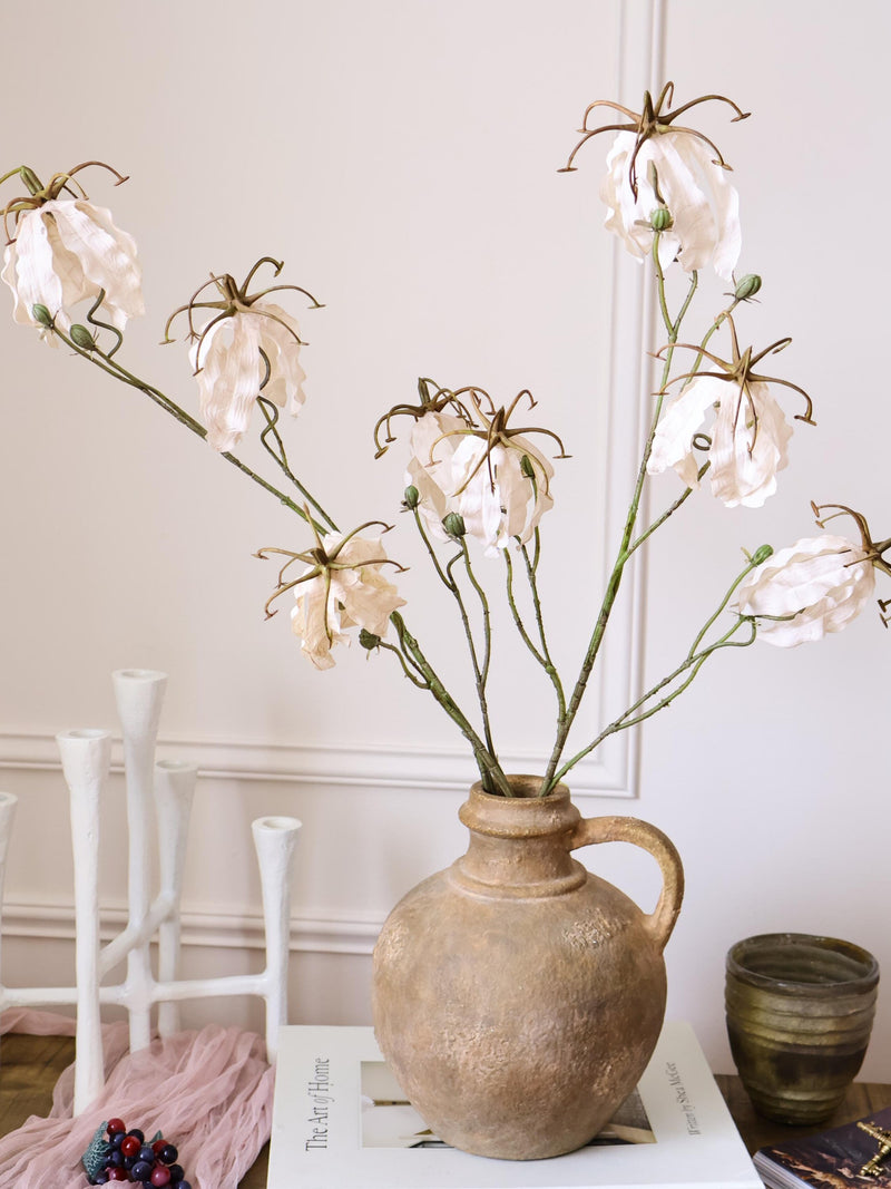 Cream White Artificial Gloriosa Lily Stem Ð Realistic Faux Flower for Home Decor, Events & Modern Floral FLOWER DELIVERY