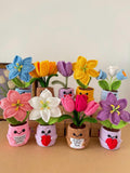 Employee Appreciation Gift, Crochet Flower Pot, Personalized Corporate Gift, Work Anniversary Desk Decor ANNIVERSARY