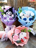 Handmade Knitted Plush Flower Bouquet with Crochet Roses Valentine Christmas Birthday Holiday Friendship Gift FLOWER DELIVERY