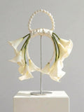 Beaded pearl wedding bridal bouquet flowers made with calla lilies for brides or bridesmaids Faux flowers Artficial flowers wedding flower
