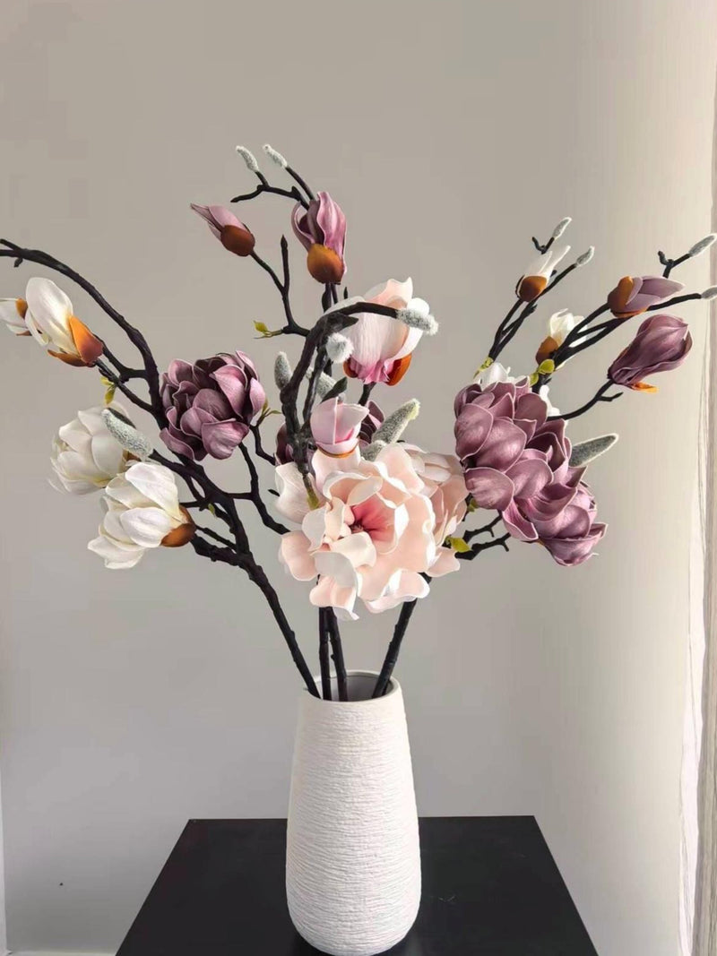 Real Touch Magnolia Artificial flower Silk Magnolia Branches Blooms, Dinner Wedding Arrangement, Fake Flower Faux Magnolia Home Decoration FLOWER DELIVERY