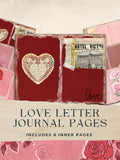 Love Letter Junk Journal Pages, Vintage Romance Journaling, Pink Red Digital Paper, Heart, Recycled Scrapbook, Aged, 8.5x11, Printable JJ036 Love Romance Flower