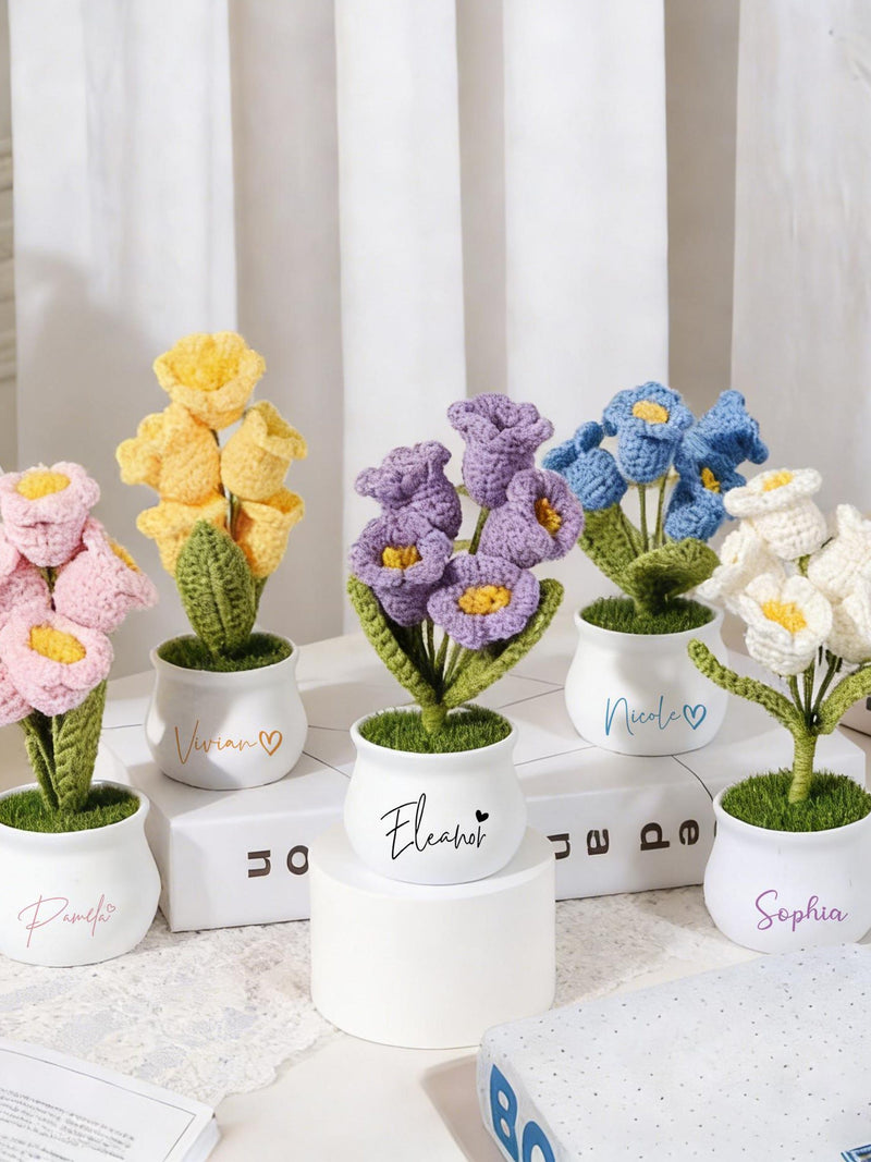 Custom Handmade Crochet Flower in Pot, Personalized Potted Flower, Unique Forever Gift Home Decor ANNIVERSARY