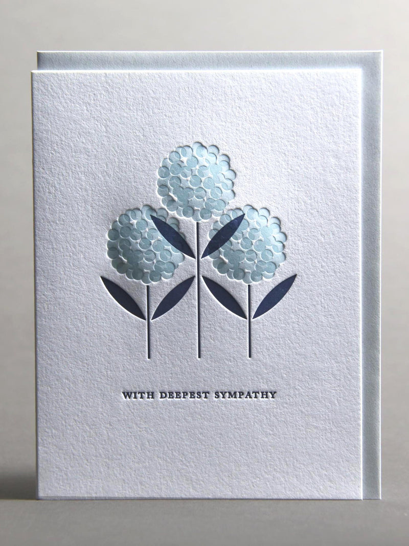 Hydrangea Sympathy Letterpress Greeting Card sympathy flower