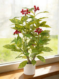 Faux Greenery Tree with Berries, Potted Artificial Plant, 24" faux plants