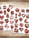 Romantic Love Sticker Set Ð Heart motifs, couples, flowers & Valentine's Day romance in red Love Romance Flower