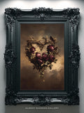 Gothic Heart Wreath Print, Dark Romance Decor, Victorian Rose Wall Art, Printable Valentine Poster Love Romance Flower