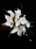 Wedding Bridal Bouquet - Artificial White Calla Lily with Pearl Decor Bridesmaid Bouquets Bouquet