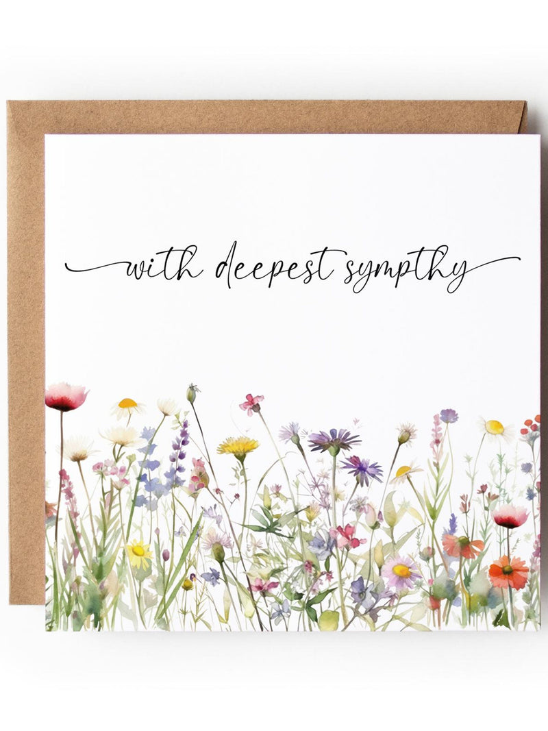 Sympathy Card, With Deepest Sympathy, Floral Wildflower Meadow Card sympathy flower