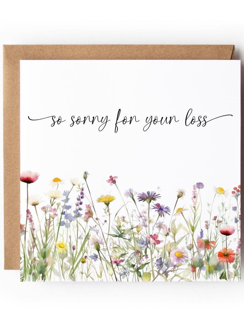 Sympathy Card, So Sorry for Your Loss, Floral Wildflower Meadow Card sympathy flower
