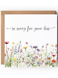 Sympathy Card, So Sorry for Your Loss, Floral Wildflower Meadow Card sympathy flower