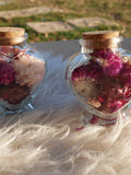 Dried Flower Heart Jar with Cork Lid  Romantic Floral Keepsake ¥ Mini Love Token Love Romance Flower