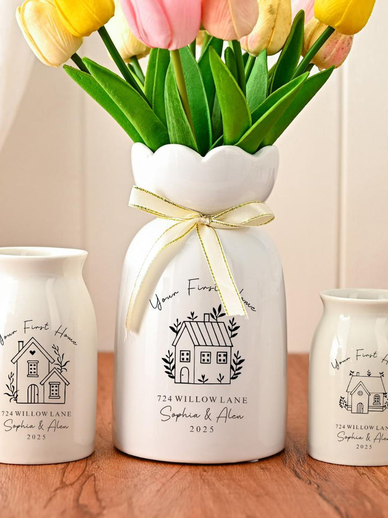 Custom First Home Gift,Flower Vase for New Home Occasion,Housewarming Gift For Couple,Moving In Gift for Friend,New Home Owners Gift house warming flower
