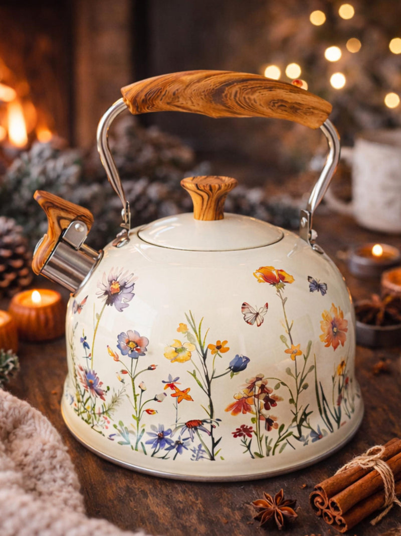 Wildflower Teapot Kettle, Cottagecore Boho Floral Coffee Tea Maker, Bridal Wedding & Housewarming Gift house warming flower