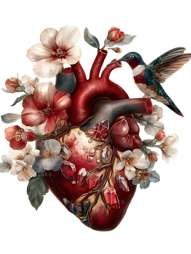 22 Anatomical Heart PNG Clipart, Floral Botanical Gothic Romance Valentine Art for Sublimation Design Love Romance Flower