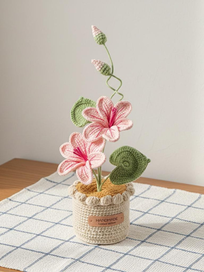 Crochet Flower in Pot,Pink,Purple,Yellow,Orange Crochet Potted Plant,Home,Desk Decoration,Birthday,Mother's Day Gift for Her birthday flower