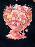 Love Birds Valentine PNG Ð Romantic Floral Design Ð Digital Download Love Romance Flower