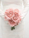 Pink Rose Bridal Bouquet - Realistic Real Touch, Keepsake Wedding Flowers Bouquet