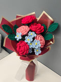 Crochet Flower Bouquet Ð Handmade Rose & Forget-Me-Not  Flowers Gift ANNIVERSARY