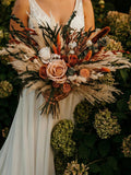 Boho Rust Terracotta Wedding Bouquet, Rustic Wildflower wedding bouquet, Eucalyptus Bridal Bouquet, Fall wedding bouquet, Dried flowers wedding flower