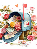 12 Valentine's Day Mailboxes, Be My Valentine, Love Letter, Floral Prints, Printable Watercolor PNGs, Digital Download, Junk Journal Love Romance Flower