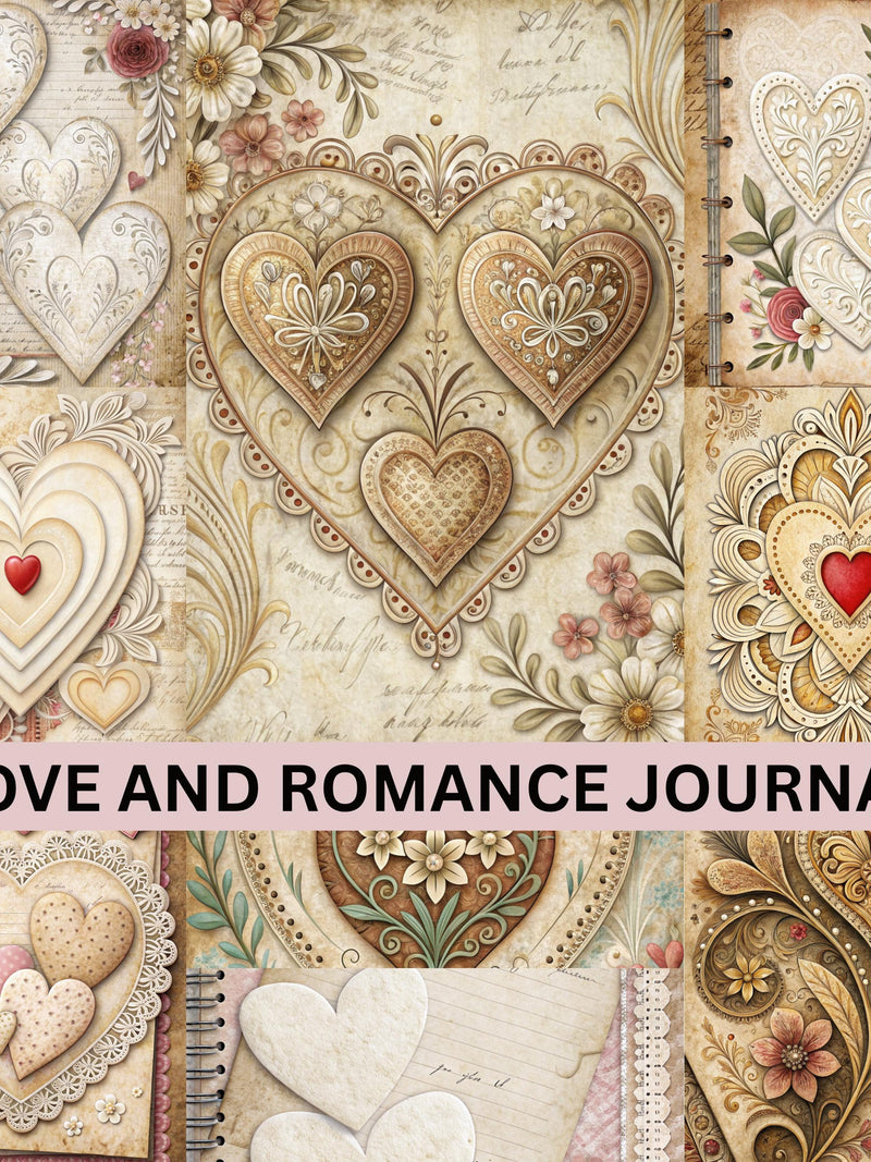 Love & Romance Junk Journal Kit, Vintage Ephemera (Instant Download) Love Romance Flower