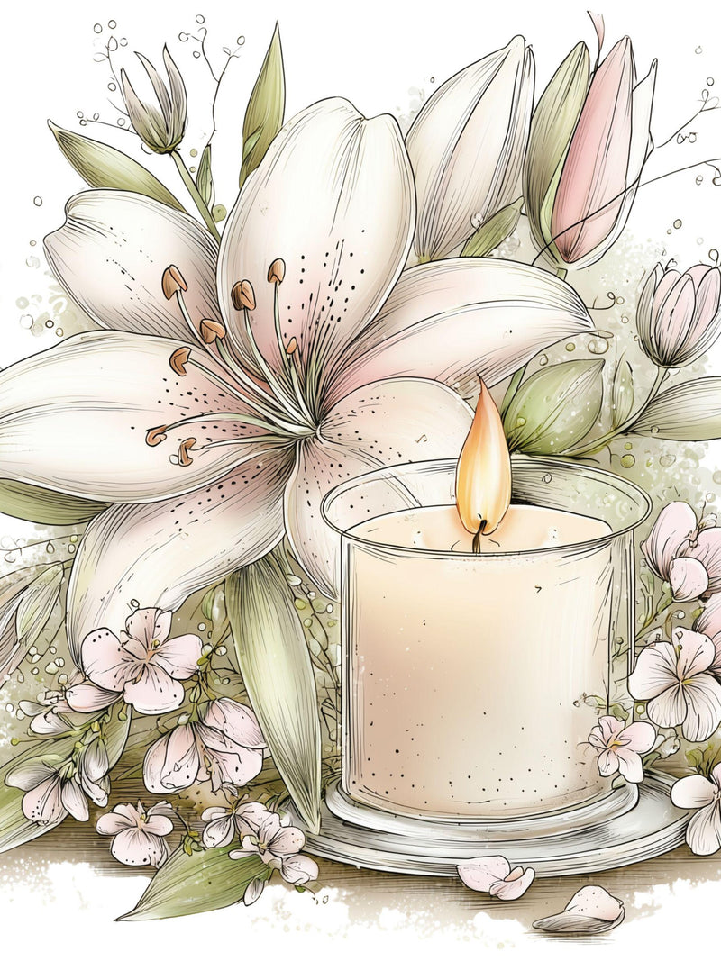 Sympathy Lilies & Candle Memorial Clipart Bundle, 18 Soft Neutral Designs for Condolence Cards and Funeral Prints sympathy flower