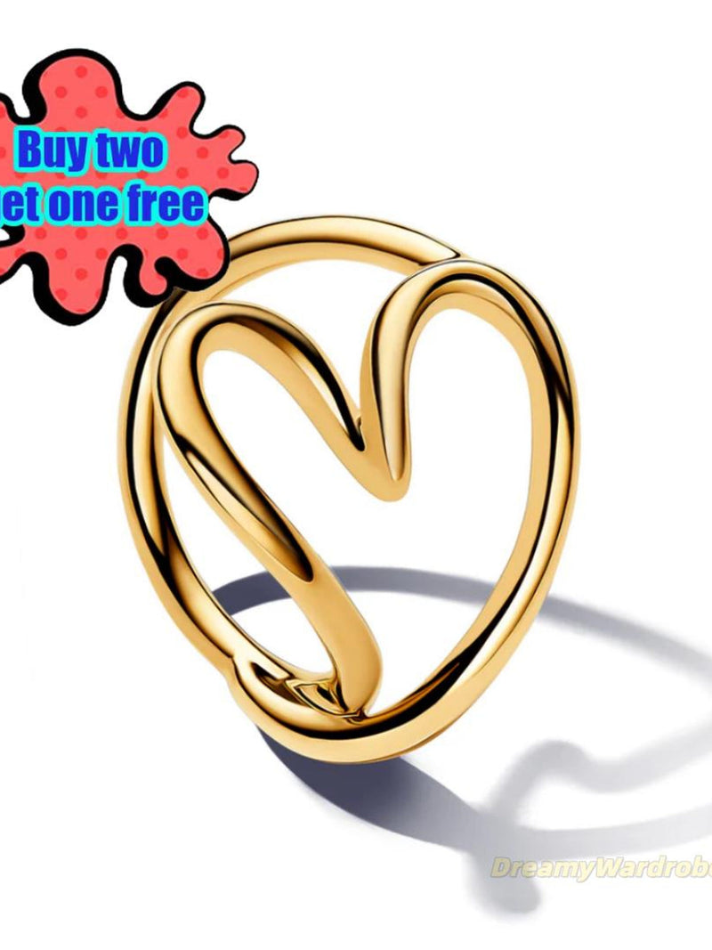 Pandora Style Organically Shaped Heart Ring, Modern Sculptural Love Symbol Jewelry Love Romance Flower