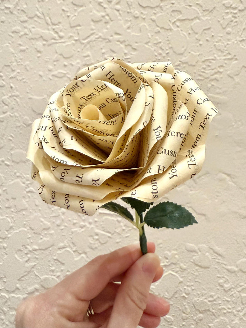 Personalized Paper Rose; Custom Book Page Roses; Wedding Gift; MotherÕs Day; Literary Centerpiece for Book Lover ANNIVERSARY