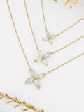 Marquise Diamond Flower Necklace: 14k Gold Adjustable Chain ANNIVERSARY