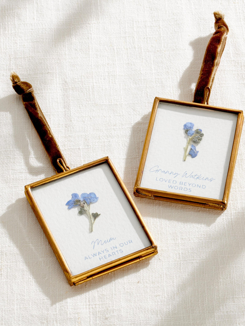 Personalized Forget Me Not Memorial Frame, Pressed Flower Sympathy Gift sympathy flower