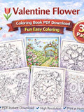 Valentine Flower Coloring Pages Printable Floral Love Designs PDF Love Romance Flower
