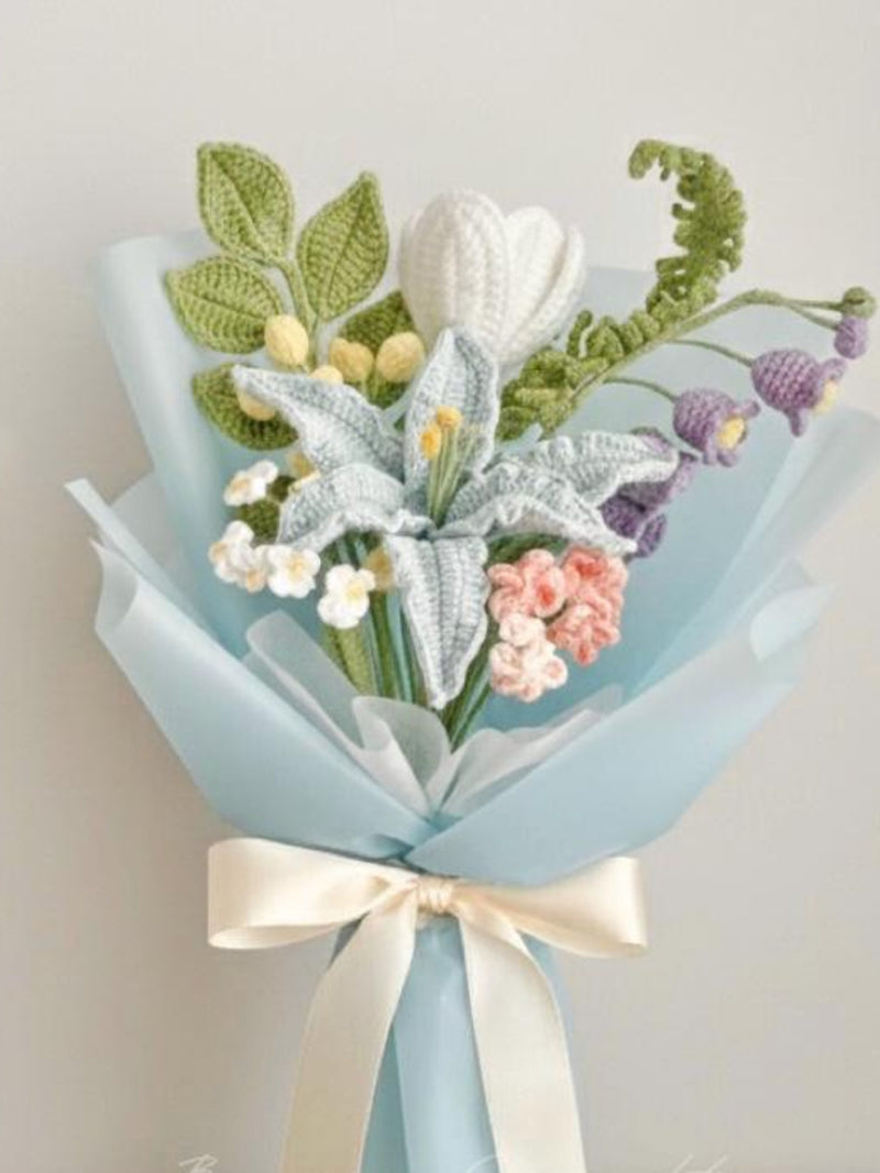 Handmade Crochet Flowers Bouquet, Appreciation Gift, Home Decor, Lily, Birthday Gift, Gift for Her, Wife, Girlfriend, Mom, Gift For Her Bouquet
