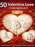 Valentine Love Moments Coloring Book Printable Romantic Designs PDF Love Romance Flower