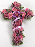Handmade Artificial Floral Cross Ð Funeral Memorial Tribute with Optional Ribbon sympathy flower