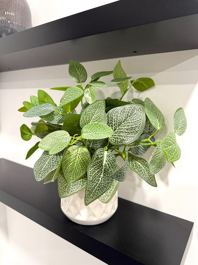 Elegant Faux Plant for Living Room, Artificial Greenery Home & Office Decor, Fake Plant White Ceramic Pot, Realistic Plants for Shelf Table faux plants