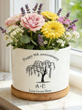 Personalized Ceramic Succulent Planter, 9th Anniversary Willow Tree Gift ANNIVERSARY
