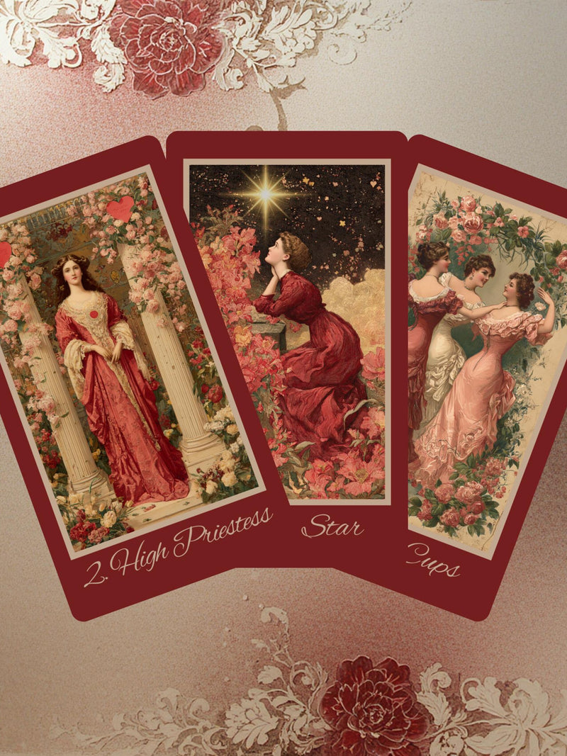 Hearts of Devotion Tarot ¥ Victorian Romance Deck ¥ 78-Card Love & Emotion Tarot ¥ Hattie Thorn Love Romance Flower