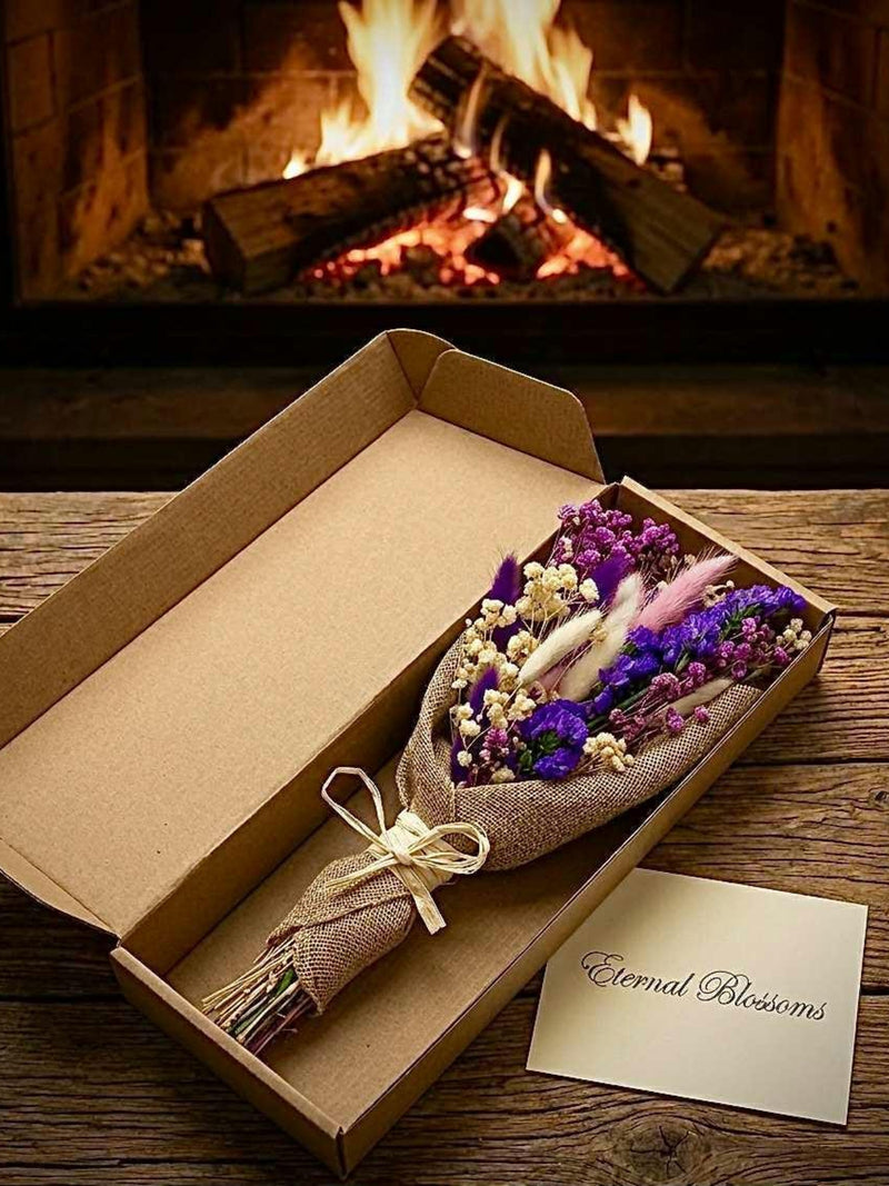 Beautiful Dried flower bouquet wrapped in hessian ideal MotherÕs Day Valentines thank you gift 27 cm length FLOWER DELIVERY