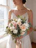 Blush Wedding Bouquet, Ivory Rose Bridal Bouquet, Romantic Garden Style Flowers, Bridesmaid Bouquet, Elegant Keepsake Wedding Florals Bouquet
