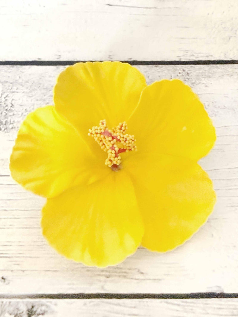 Yellow Tropical Hawaiian Hibiscus Flower Clip - Artificial Flower Head silk flower