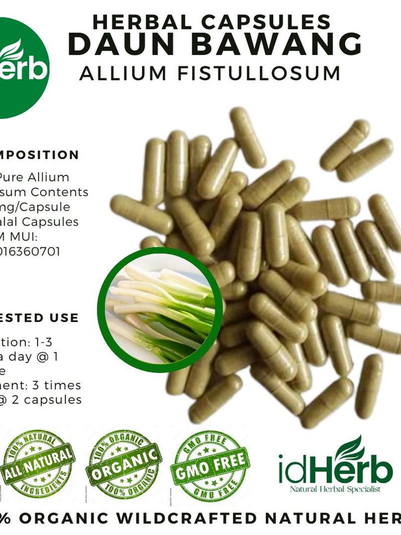 100-800 Capsules Of Pure Welsh onion or Spring Onion (Allium Fistullosum) 100% Organic WildCrafted Fresh Natural Herbs Herbal flower spore