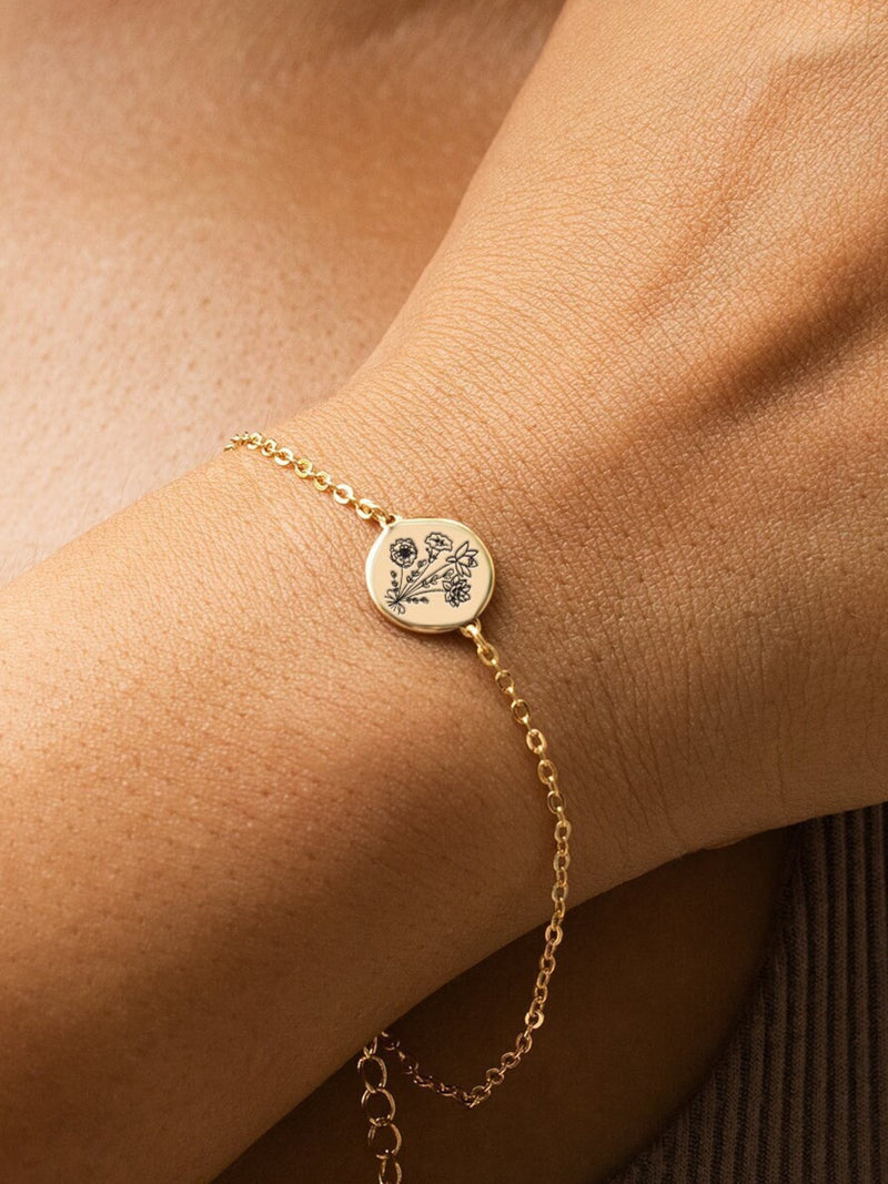 Combined Birth Month Flower Bracelet,Personalized Family Birth Flower Bouquet,Bracelet for women,Birthday Gift,Mothers Day Gift,Grandma Gift birthday flower