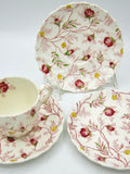 Copeland Spode Rosebud Chintz Demitasse Cup and 3 Saucers (2-8401 Pink Vine) - England flower spore