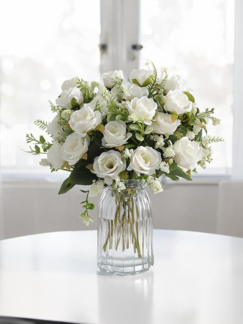 Silk Peony & Rose Bouquet in 3 Colors, Real Touch Artificial Wedding Flowers, Faux Floral Centerpiece for Home, Bridal Bouquet,Vintage Decor wedding flower