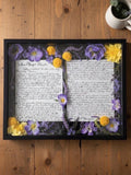 Custom Calligraphy Memorial Shadow Box, Sympathy Funeral Keepsake, Handwritten Letter sympathy flower